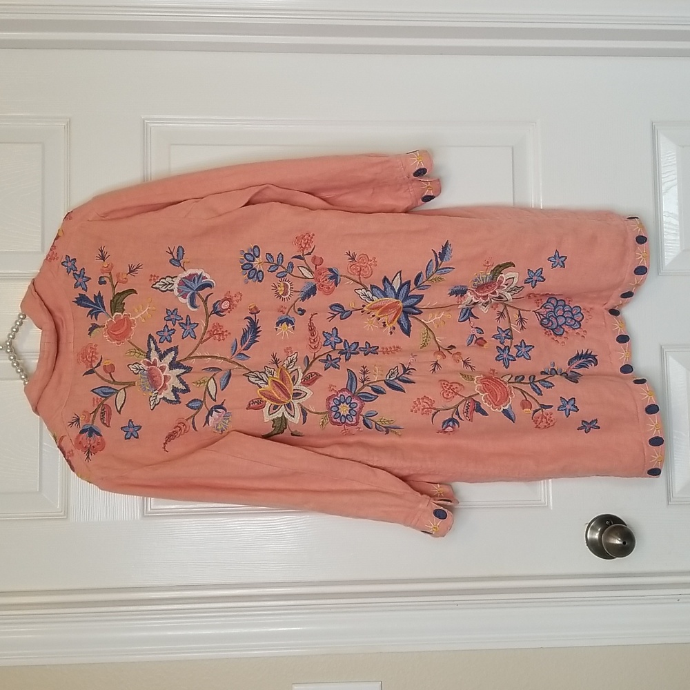 Johnny Was Tiwa Linen Embroidered Open Front Jacket Coat Small Medium - Picture 4 of 8